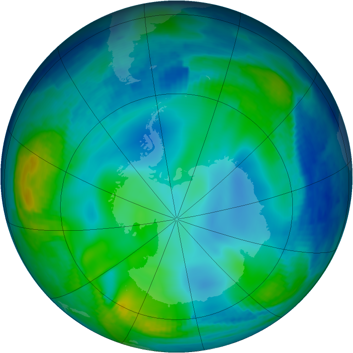 Antarctic ozone map for 15 June 1997